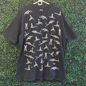 Vintage 1990 Fashion Victim Skeleton Kama Sutra T Shirt XXL Black Single Stitch